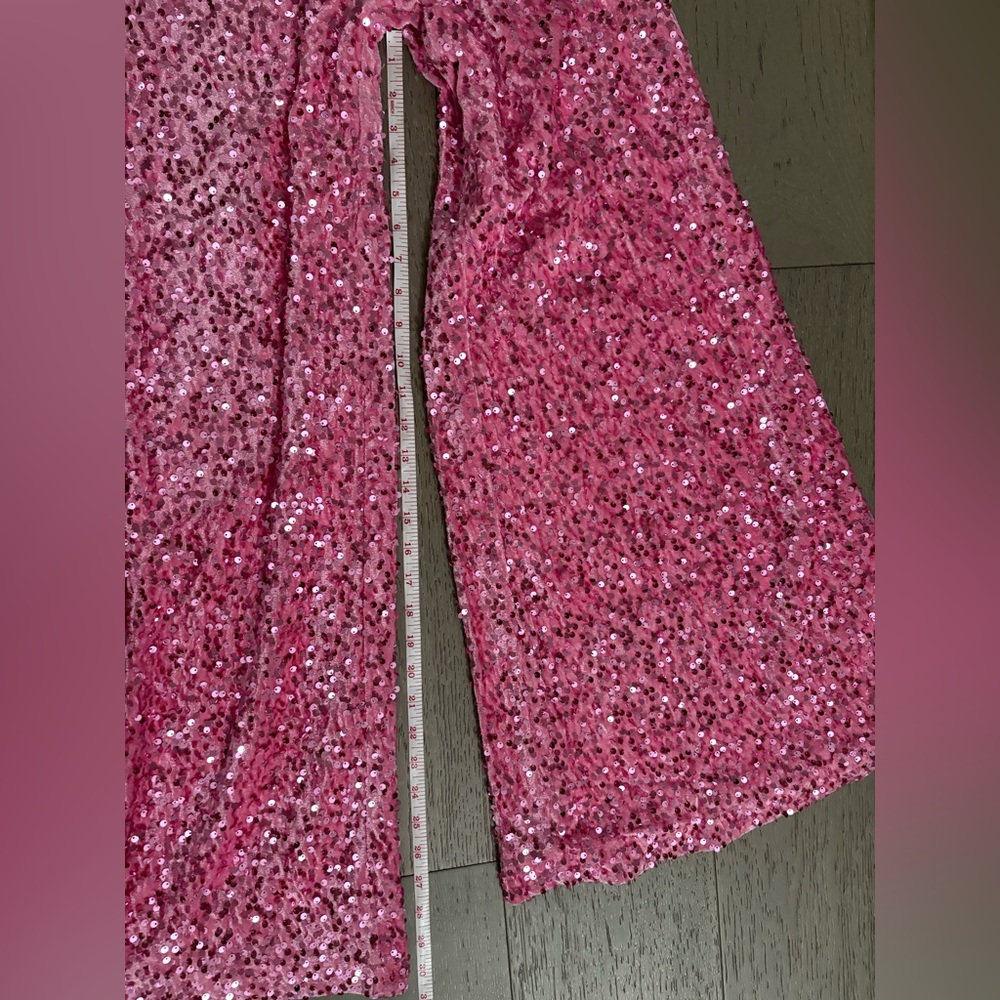 Pink Sequin Wide-Leg Pants - Picture 8 of 8